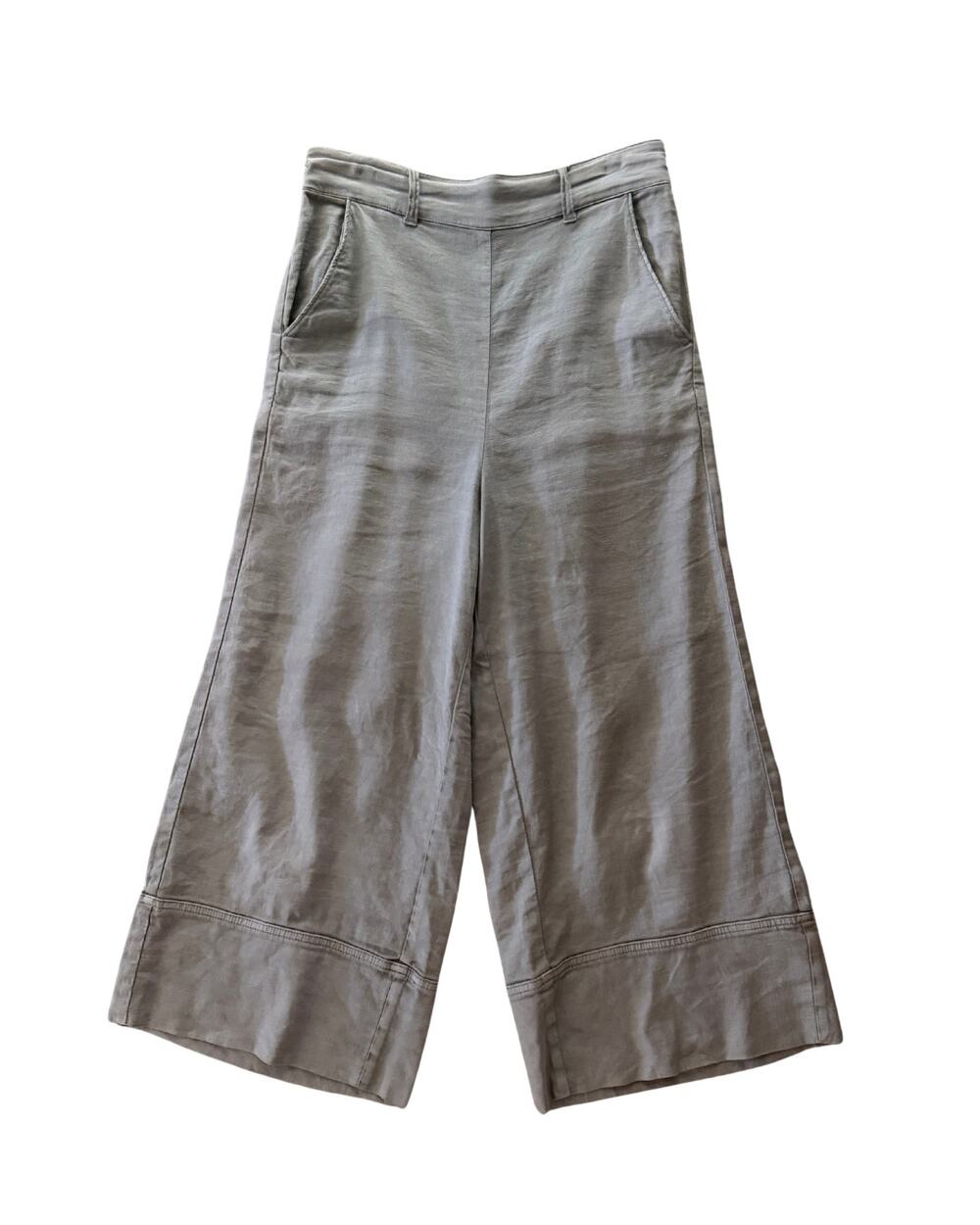 Splendid Linen Tencel Wide Leg Belted Pants Olive Green XS